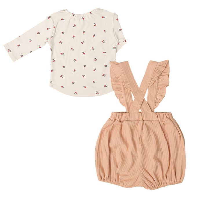 akachan honpo - 吊帶褲+T恤-粉紅色