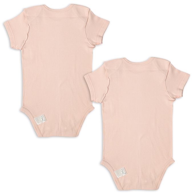 akachan honpo - 短袖有機包屁衣2件組-套頭式-粉紅色