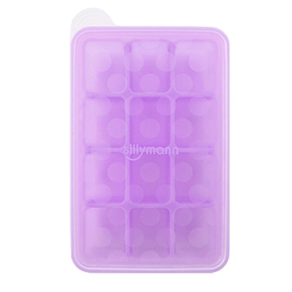 韓國 sillymann - 100%鉑金矽膠副食品分裝盒-12格-紫色-30ml/格