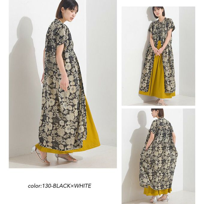 日本 OMNES - 100%印度棉 襯衫式印花短袖洋裝-深藍圖騰