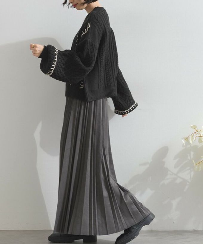 日本 ELENCARE DUE - 手工編織感柔美麻花紋理毛衣-紅