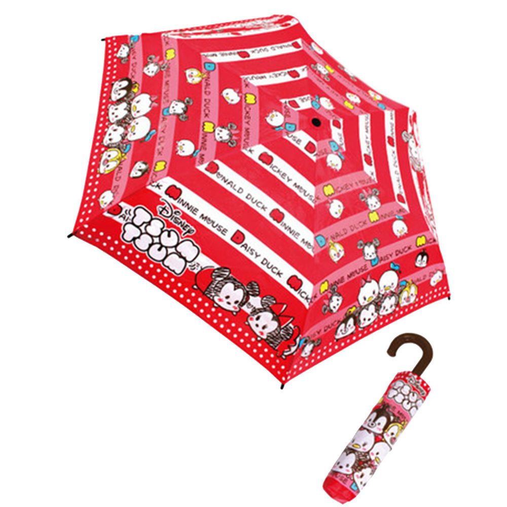 日本代購 - 卡通折疊雨傘-Tsum Tsum-紅白條紋 (53cm(125cm以上))