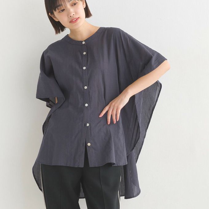 日本 OMNES - 100%印度棉 大寬袖清爽襯衫-咖啡