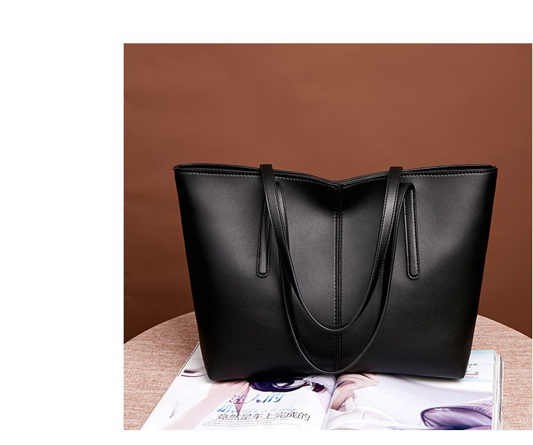 歐美風簡約大容量單肩托特包-黑色 (25x31x14cm)