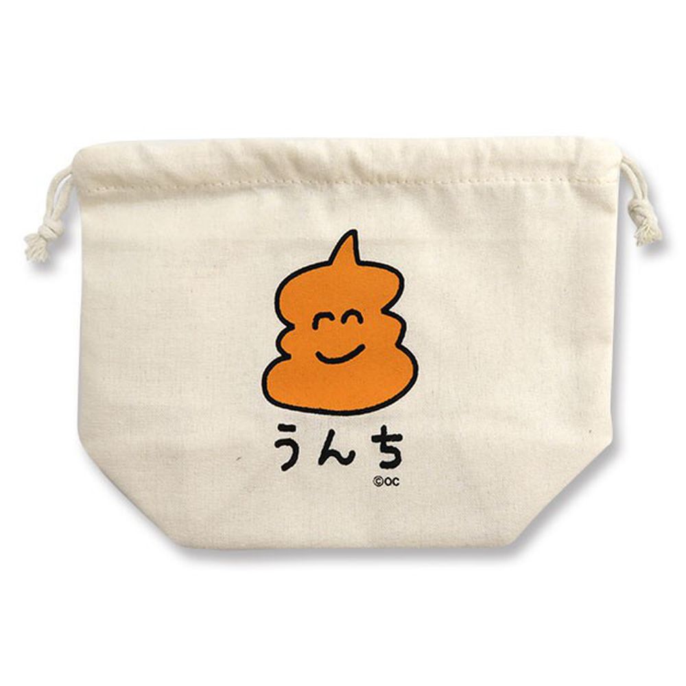 日本 OKUTANI - 童趣插畫純棉收納束口袋-便便 (21x17x9cm)
