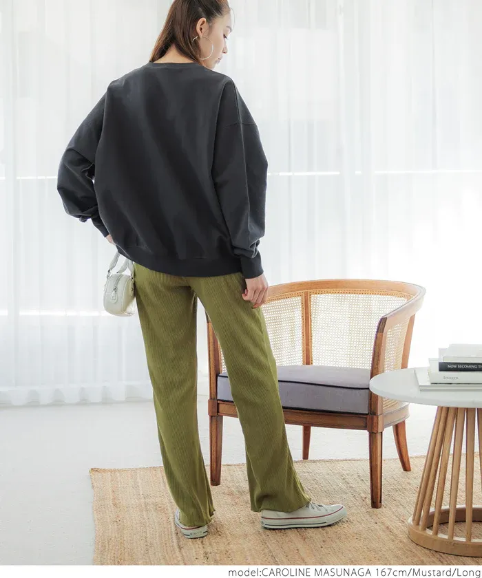 日本 COCA - 秋冬款燈芯絨百搭寬褲-酒紅