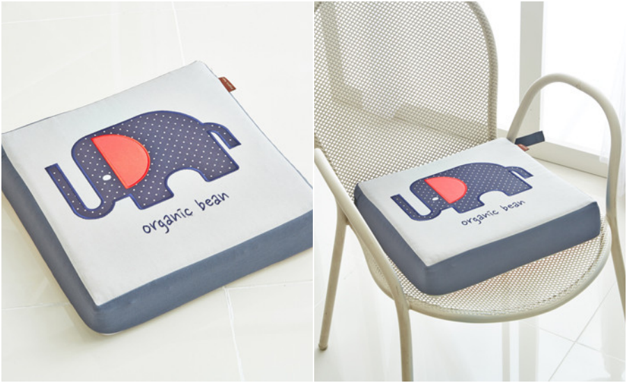 韓國 Organic Bean - 防水乳膠透氣兒童增高座墊-鯨魚家族-黃 (35x35x7cm)