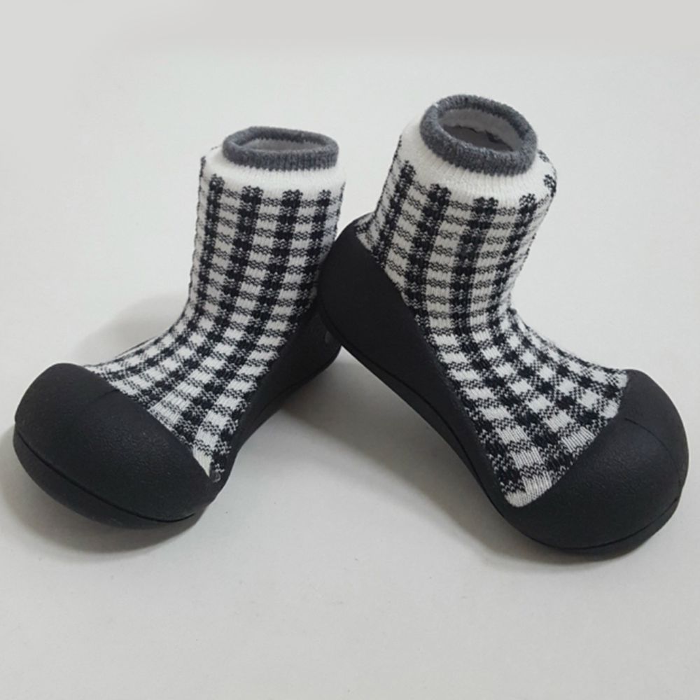 韓國 Attipas - 襪型學步鞋-黑色蘇格蘭
