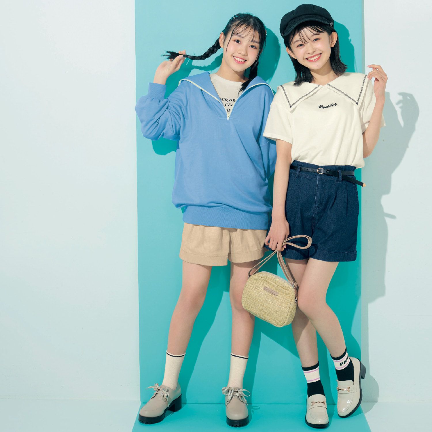 日本 Papel lapiz - 水手領潔淨感短袖上衣-黑