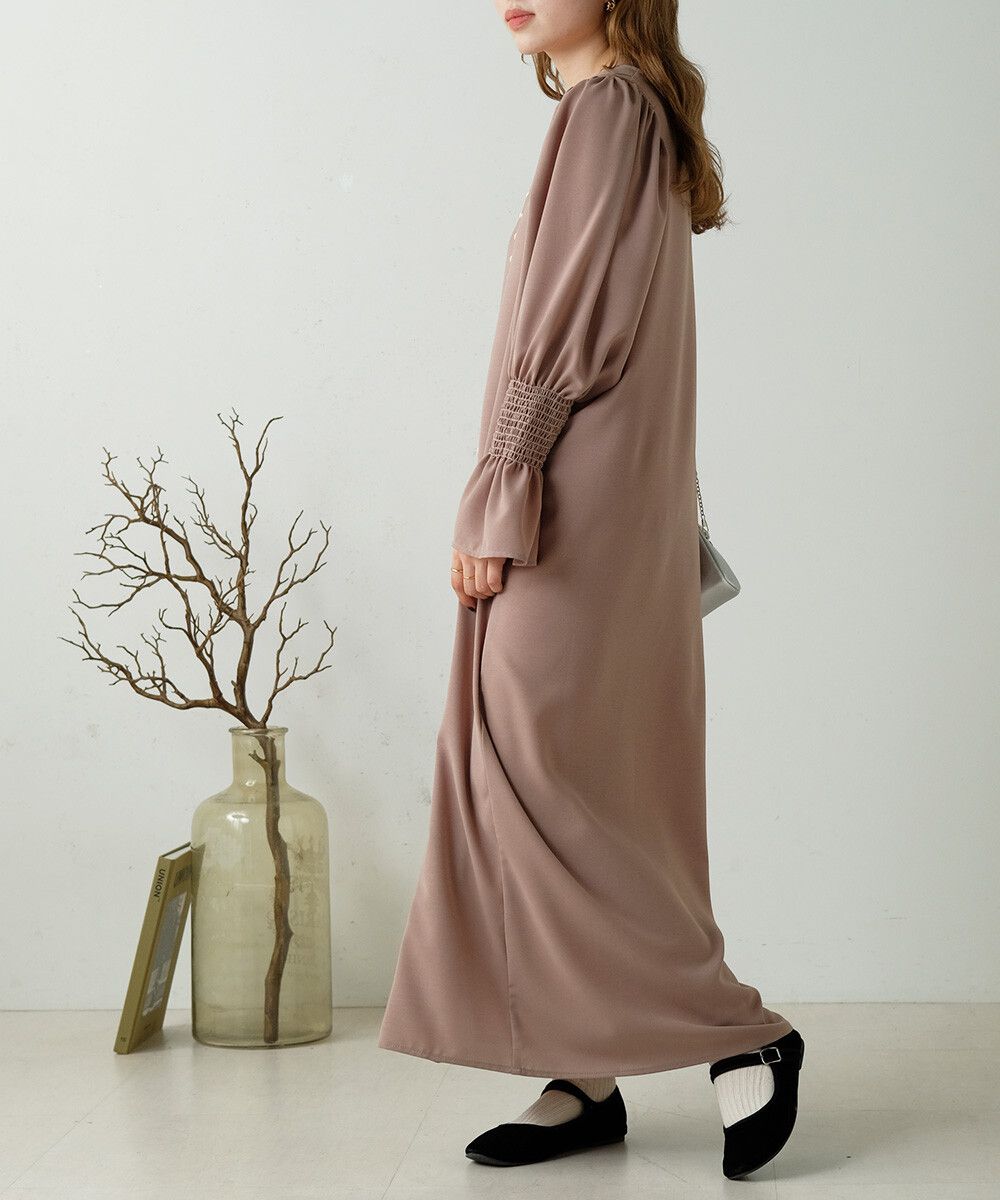 日本 Bab - 歐風垂墜感糖果袖洋裝-薰衣草