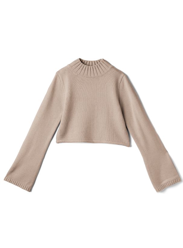 日本 GRL - 微喇叭寬袖針織短版毛衣-暖紅