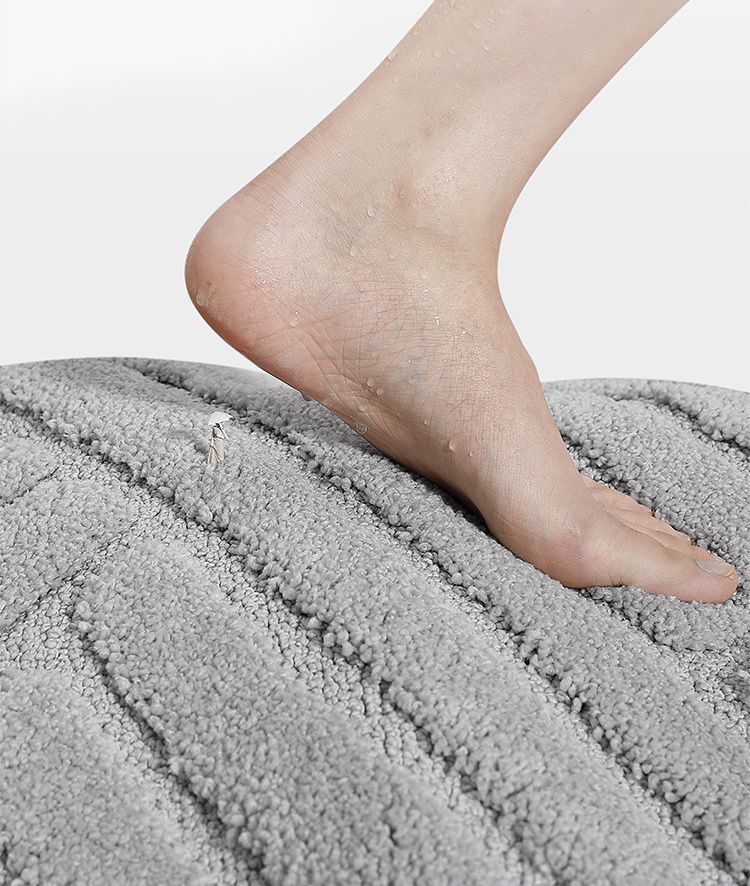 北歐風加厚快速吸水植絨浴室腳踏墊-流水波紋-深藍色