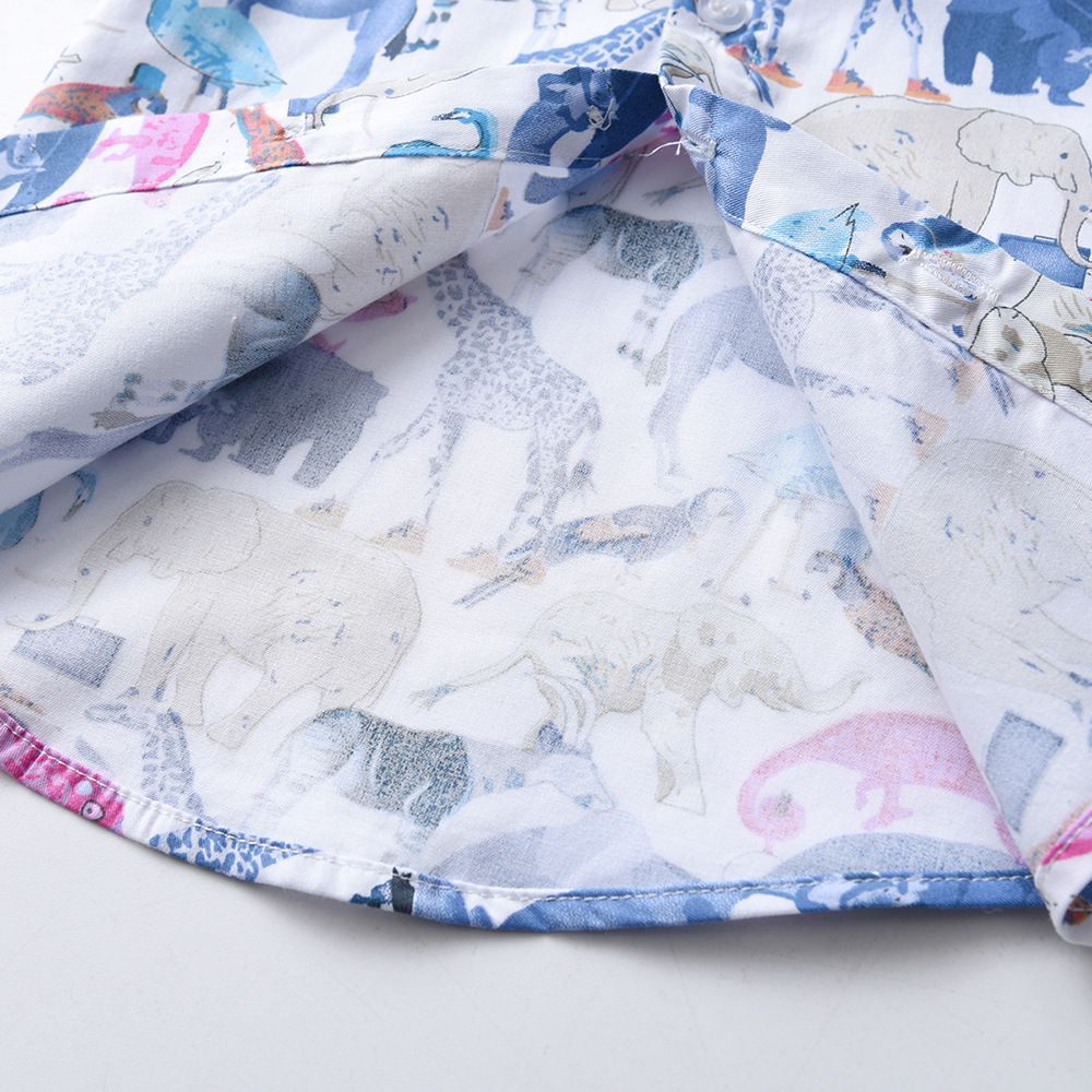 小紳士短袖襯衫套裝-滿版雛菊-綠色