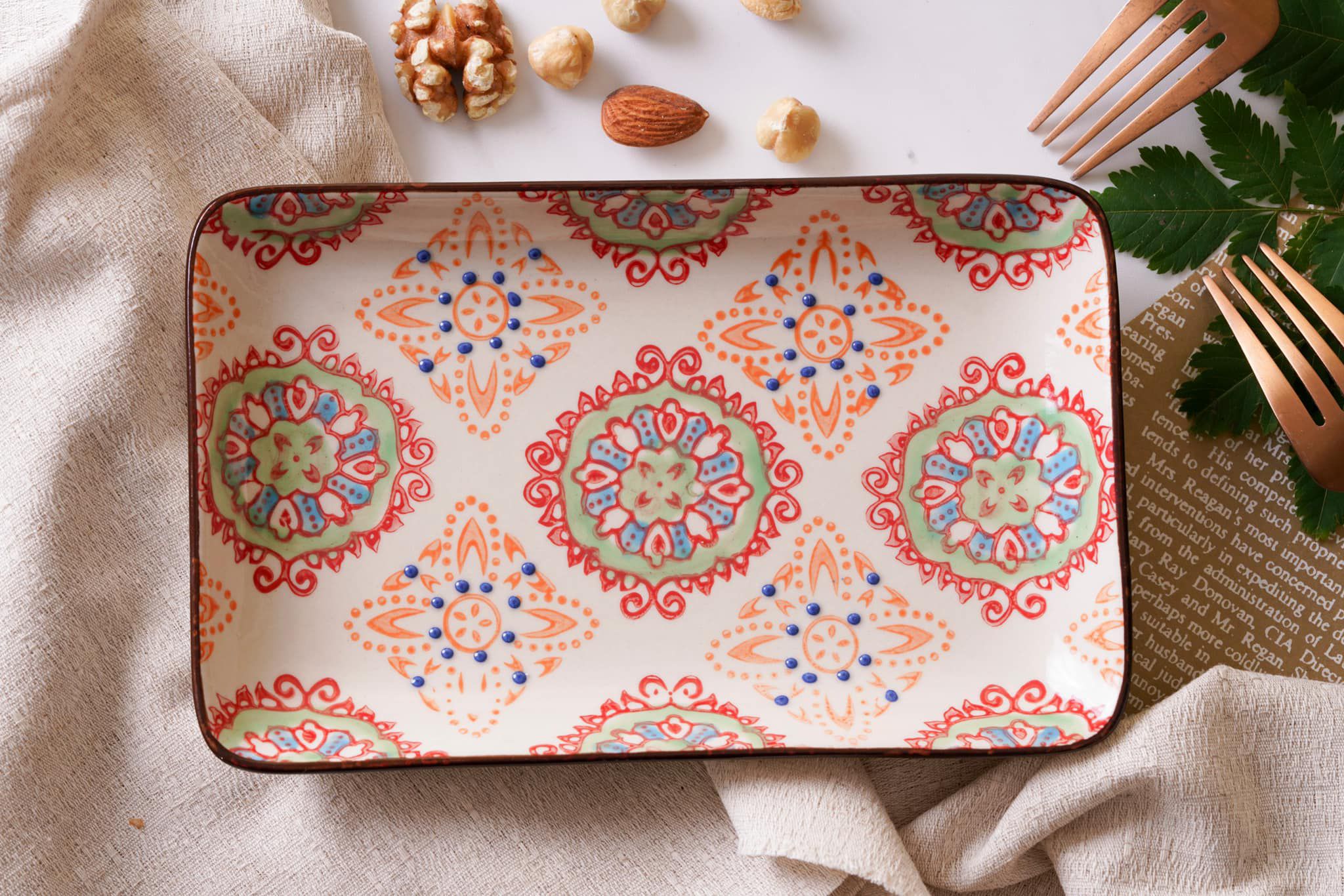 法國 Chehoma - 點繪圖騰-長方盤 (長度18.5cmx寬度12cm)-4入