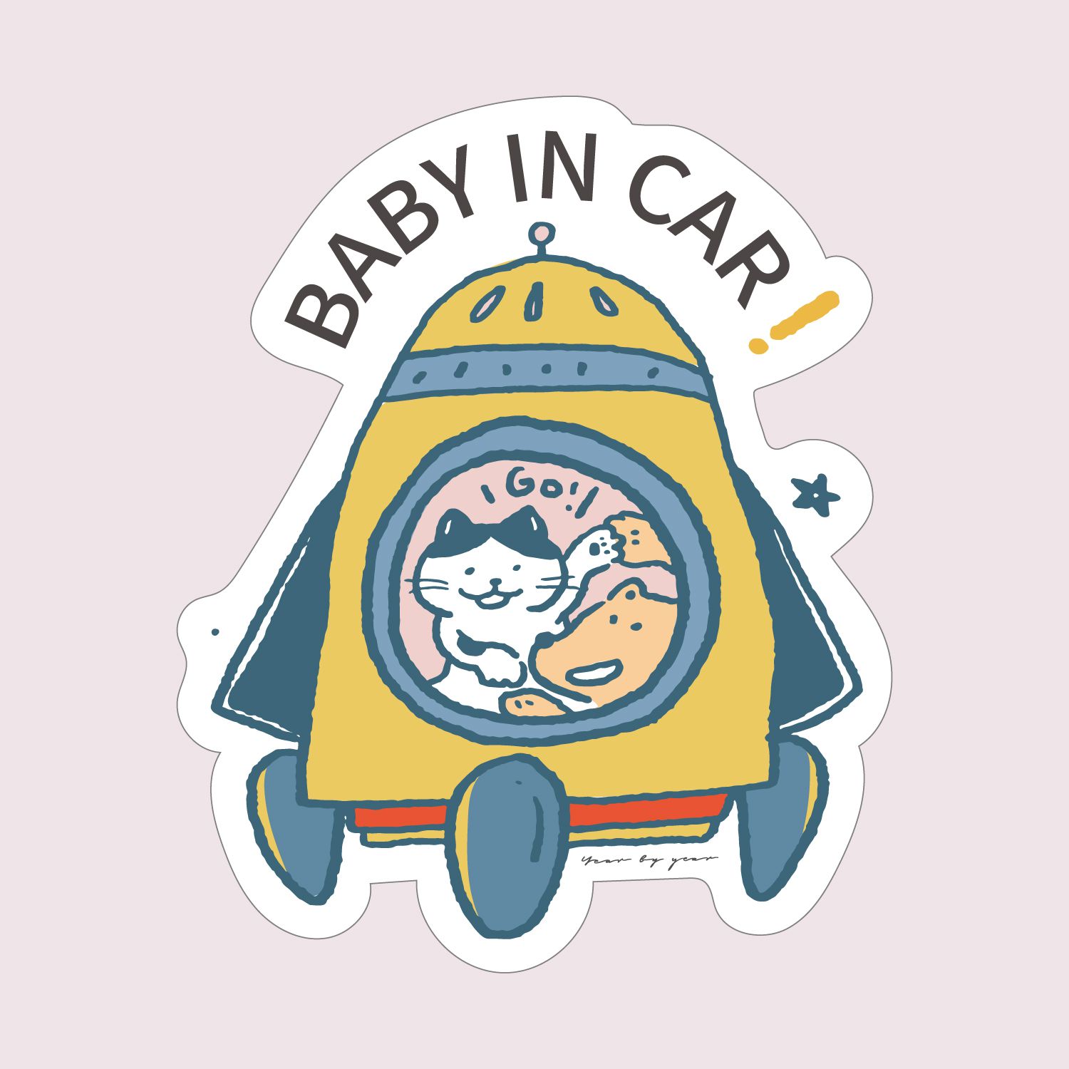 年年.studio - 不殘膠baby in car車貼-男孩款 (w10.5x9.5cm)