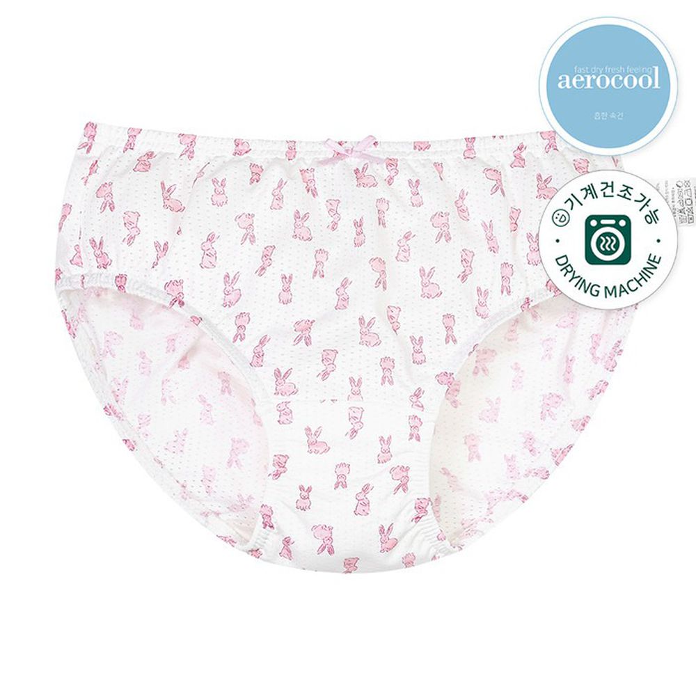 aerocool 涼感快乾洞洞三角褲(女寶)-粉兔子-白