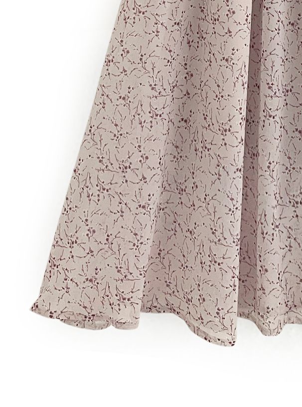 日本 GRL - 華麗扭結荷葉袖碎花洋裝-淺桃粉