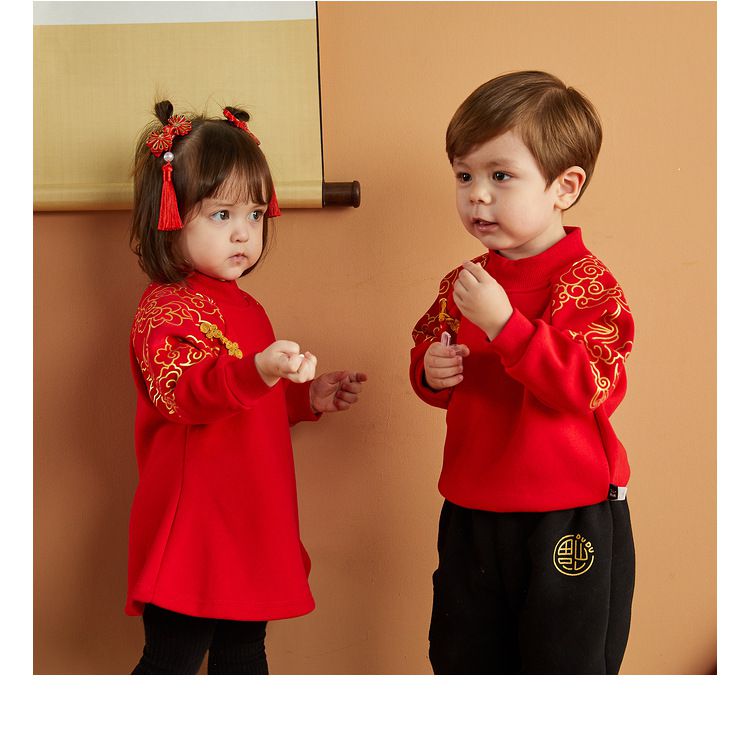 加絨喜氣洋洋連身裙-平安結