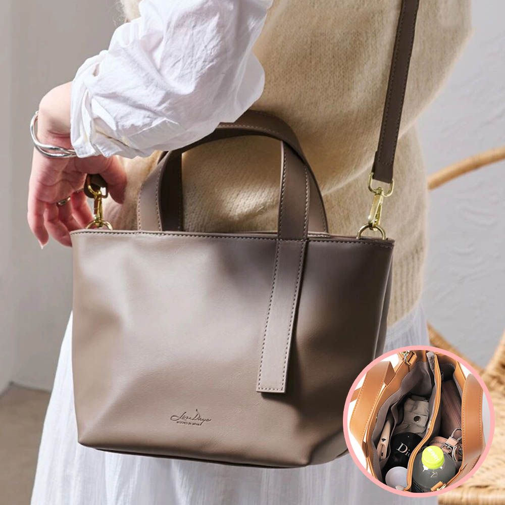 2way柔滑簡約手提/側背包-卡其棕 (20x19cm)