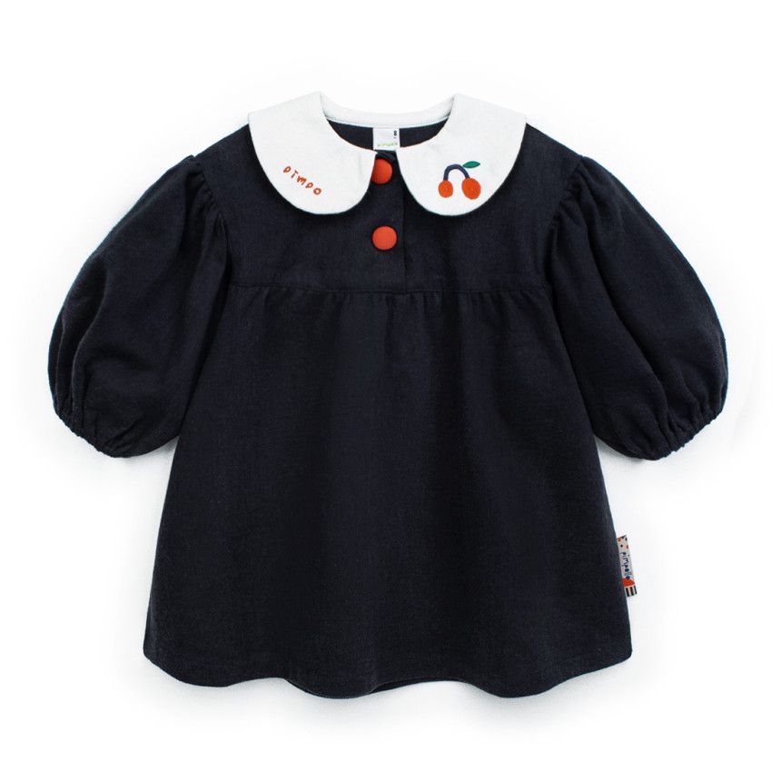 韓國Pimpollo - 小櫻桃泡泡袖洋裝-綠