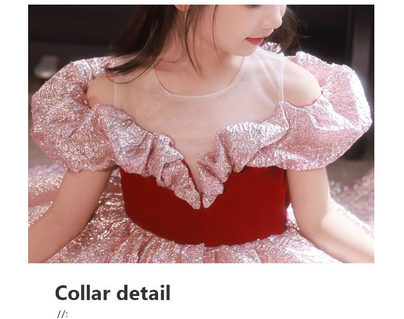 法式唯美浪漫泡泡袖禮服-亮粉色