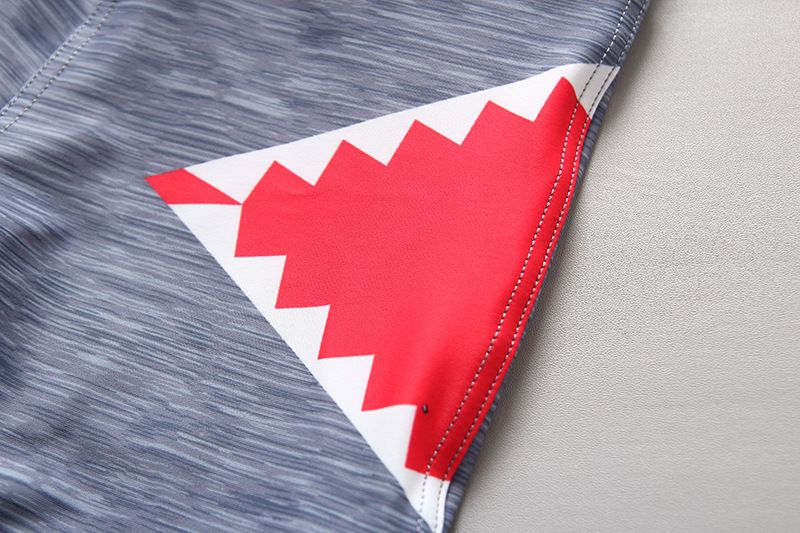 男寶長袖泳裝套裝(附帽子)-大嘴鯊魚-淺藍+灰