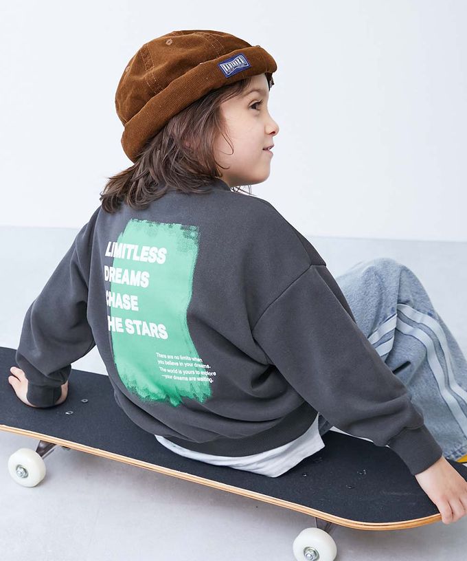 日本 devirock - 熱銷定番 印花縮口長袖上衣-漢堡-灰杏