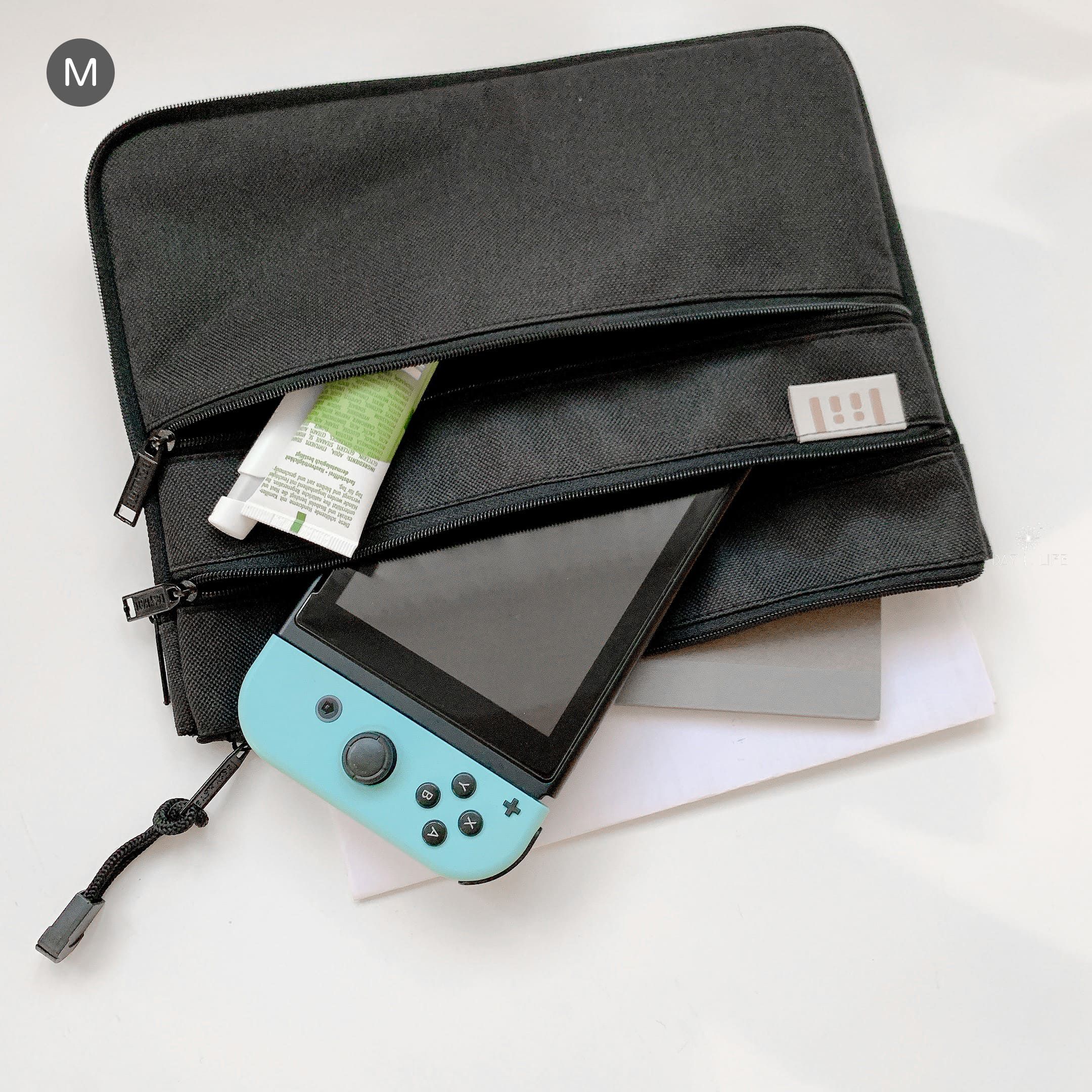 理理 liil - 紋理三拉鏈收納文件袋-風鈴藍 (M-250x190x45mm)