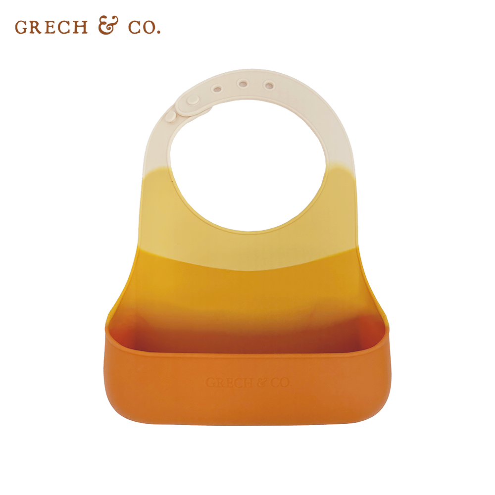 丹麥Grech&Co. - 矽膠圍兜-漸層橘