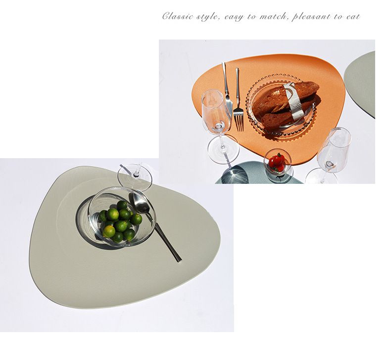 仿皮革水滴形餐墊-裸粉色 (45.5cm*36.5cm)