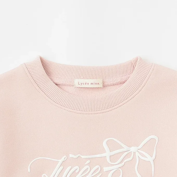 日本 Lycee mine - 可愛蕾絲袖口印花長袖上衣-紫