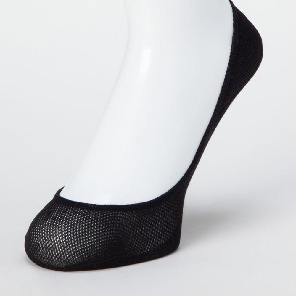 日本 okamoto - 超強專利防滑ㄈ型隱形襪-針織吸水快乾 淺履款-黑