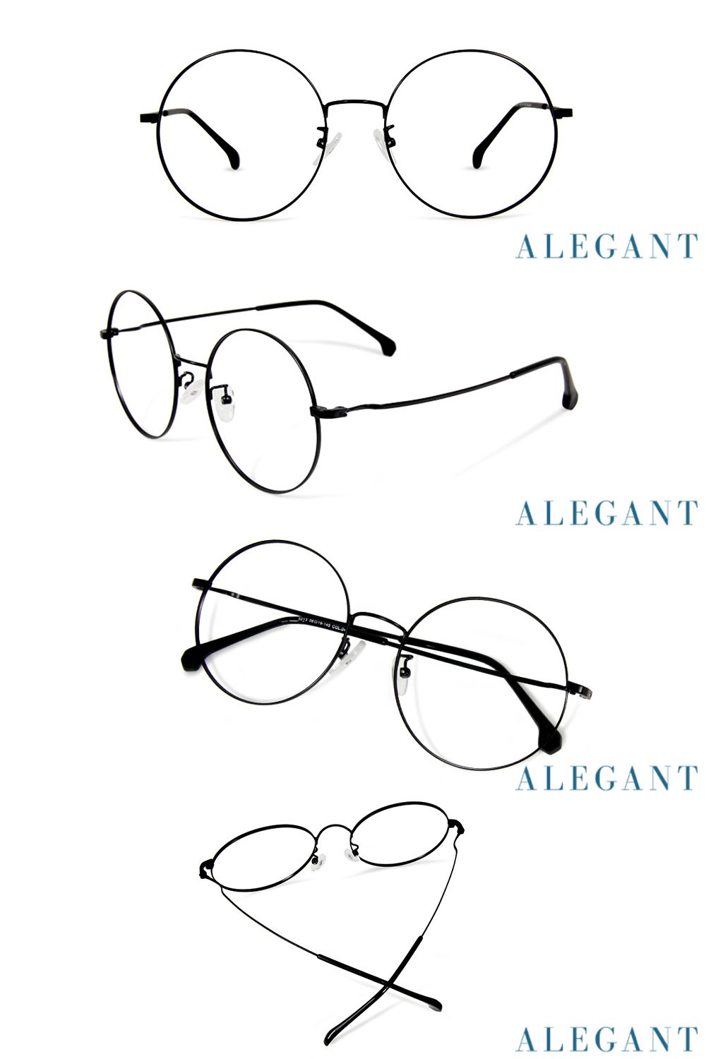 ALEGANT - 韓系質感黑細圓框顯小臉UV400濾藍光眼鏡