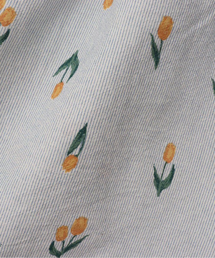 日本 apres les cours - 荷葉滾邊碎花拼接洋裝-鄉村花-淺灰