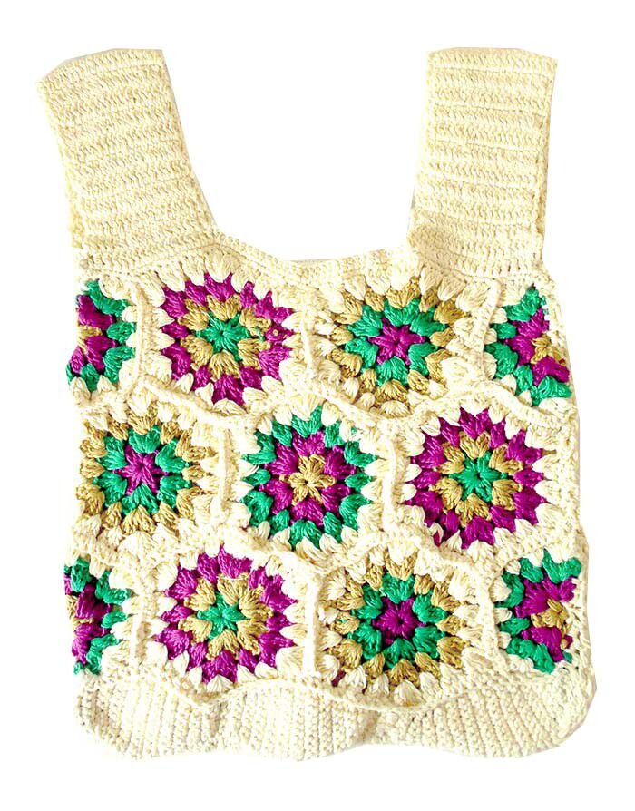 日本 Chepeli - 印度製 雕花編織手提包-夏日花朵-灰