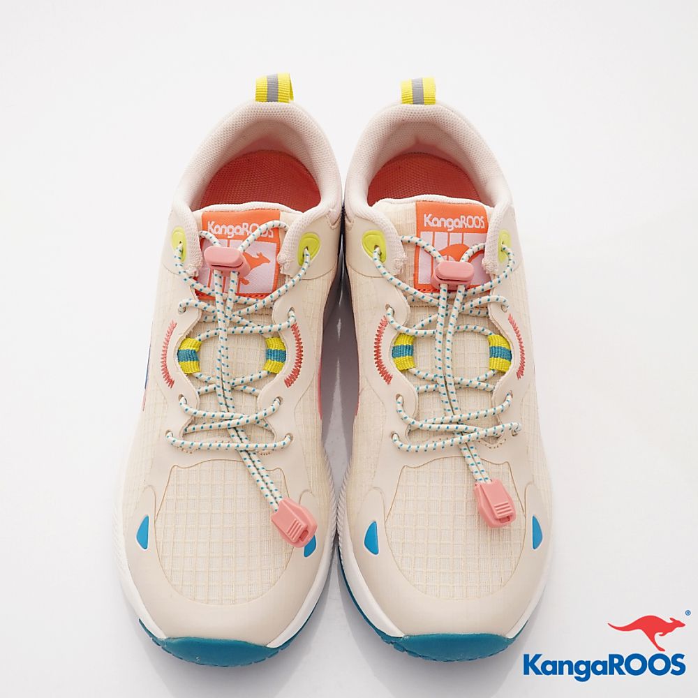 KangaROOS - 美國袋鼠鞋女段束口設計 防潑水跑鞋-運動鞋-米