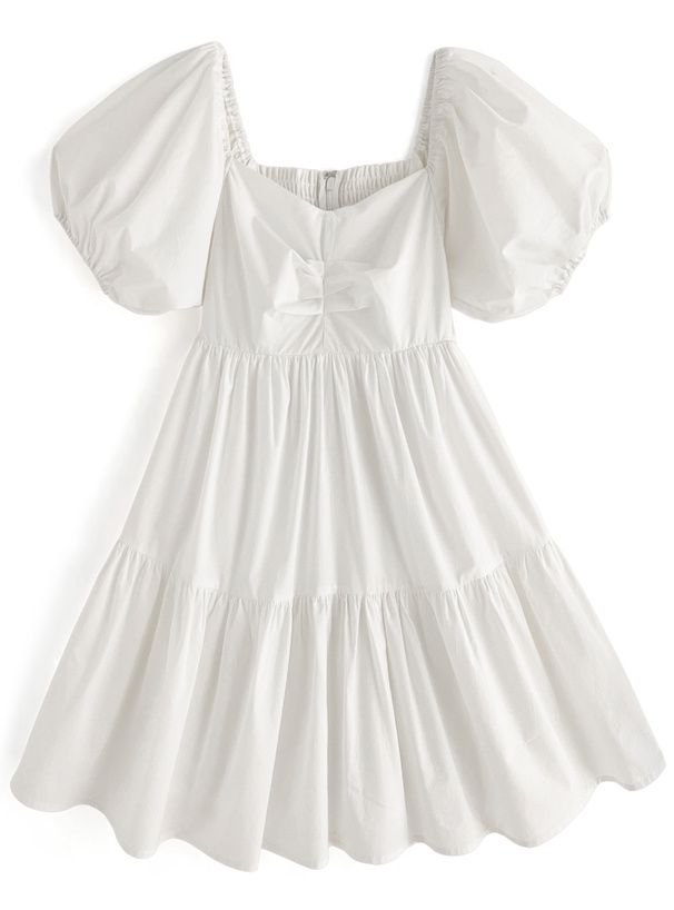 日本 GRL - 法式愛心領短版泡泡袖洋裝-經典黑