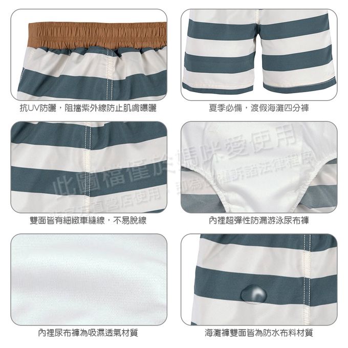 德國 Lassig - 嬰幼兒抗UV海灘尿布褲-湛藍條紋