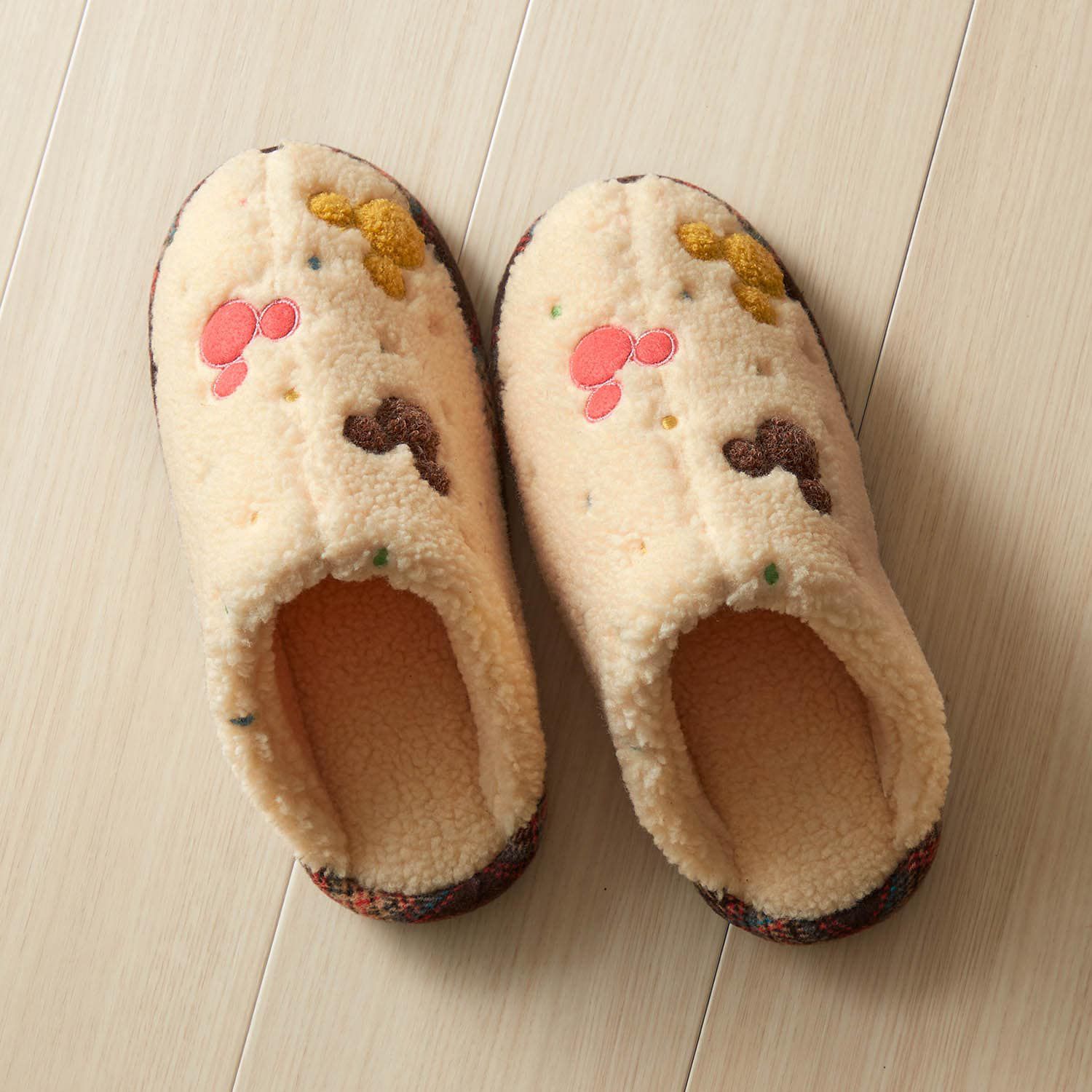 日本千趣會 - 迪士尼 刷毛保暖室內拖鞋-米妮捧臉-粉紅