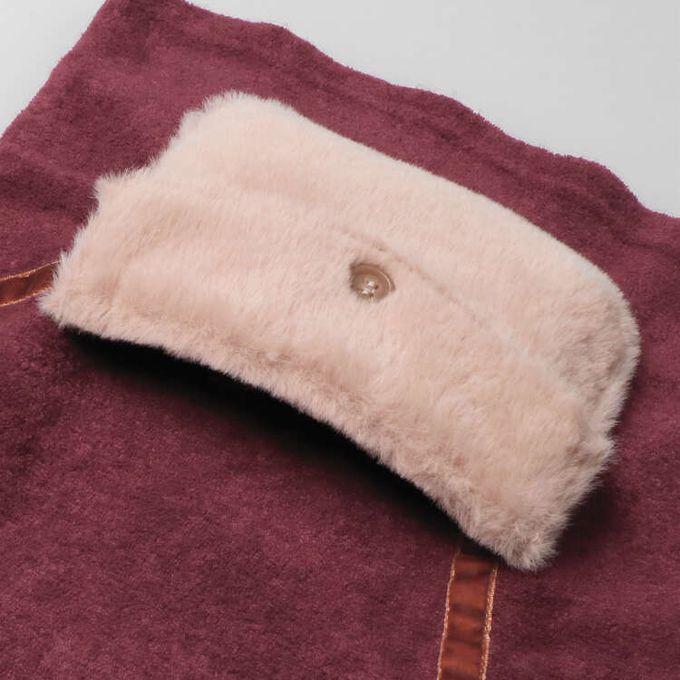 akachan honpo - 仿羔皮呢休閒上衣-暗紅色