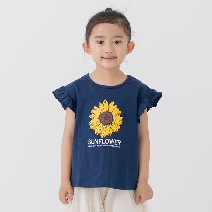 日本 Chil2 - 100%棉 荷葉邊女孩印花短袖上衣-冰淇淋-薄荷綠