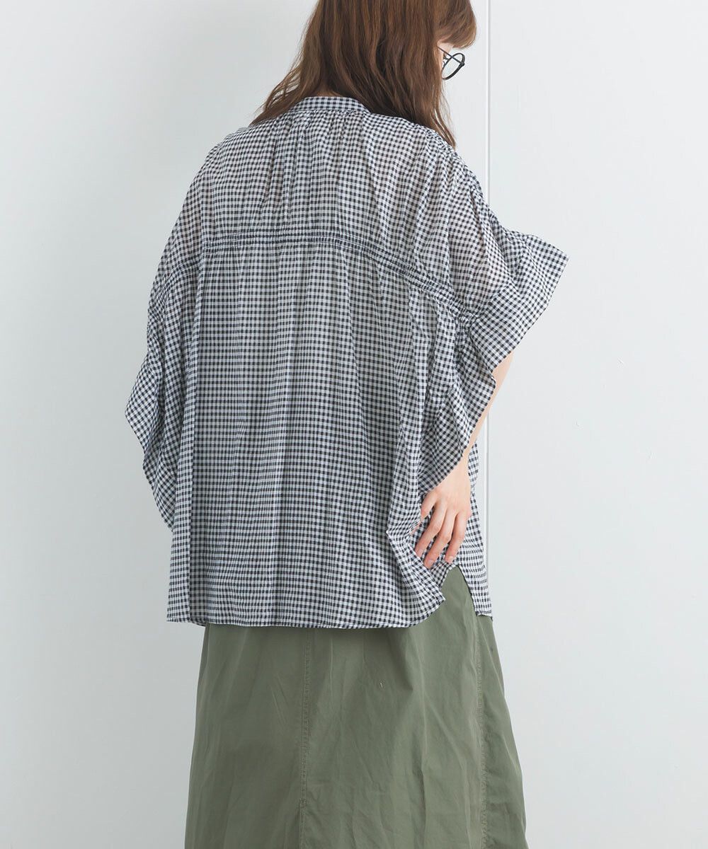 日本女裝代購 - 100%印度棉 質感百搭落肩短袖襯衫-經典黑