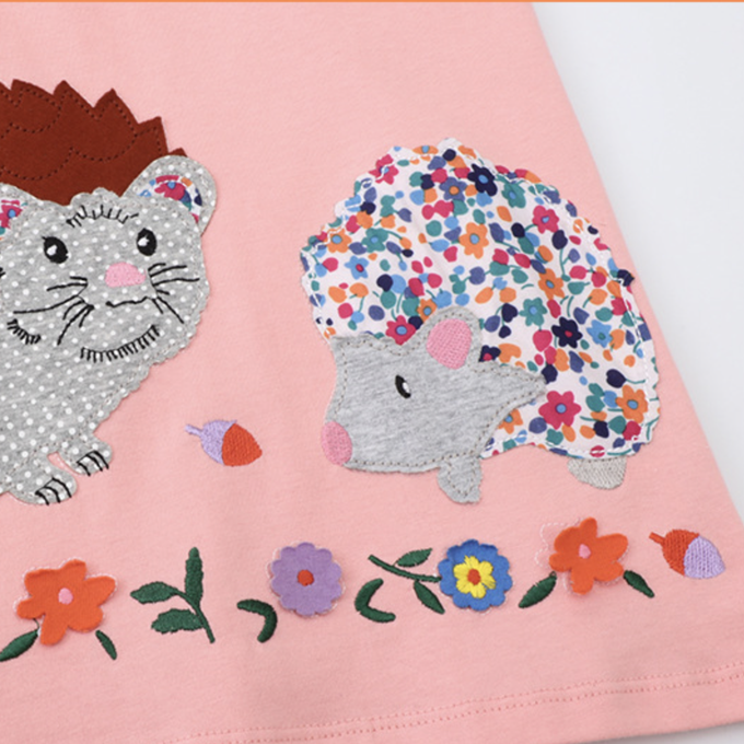 love, charlotte - 親子刺蝟貼布繡全棉長袖洋裝