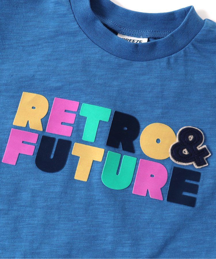 日本 BREEZE - 彩色標語短袖上衣-寶石藍