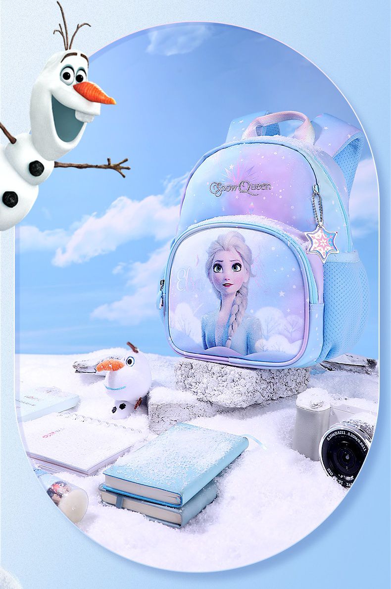 卡通大容量透氣減壓書包(漸層款)-卡通人物艾莎-藍色 (建議90-110cm)-23x14x30cm