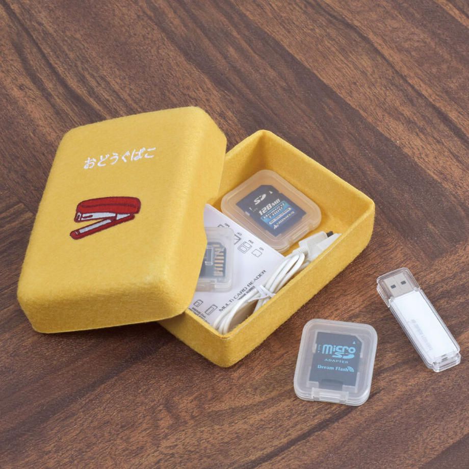 日本P+G design - 刺繡羊毛氈硬式掀蓋收納盒-膠帶