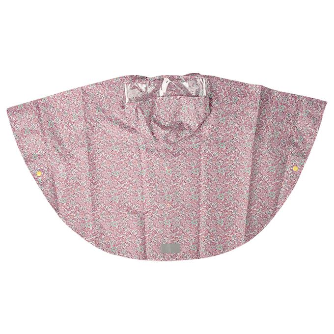 akachan honpo - 短斗篷式雨衣-小花-紫色 (80~95cm)