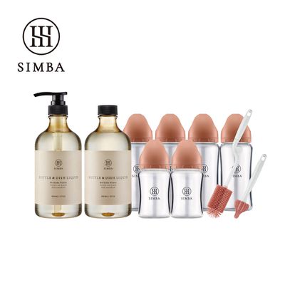Simba 小獅王辛巴 - 強酵去汙！蘊蜜質金玻璃寬口奶瓶清潔明星組-新生適用-覓粉