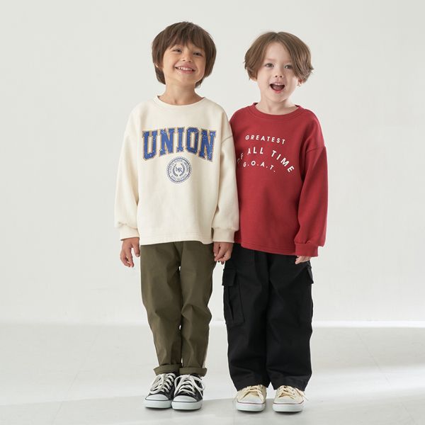 日本 b-ROOM - 裏毛定番英文印花長袖上衣-炭灰