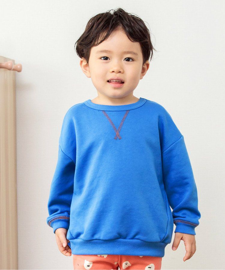 日本 BREEZE - 正反OK！圓領百搭長袖大學T-綠松石